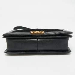 Pre Owned Chanel Black Calf Hair and Leather New Medium Boy Flap Bag