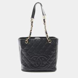 Pre Owned Chanel PST Black Calfskin Leather Tote Bag