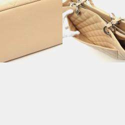 Pre Owned Chanel Grand GST Beige Grained Leather Tote Bag