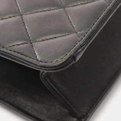 Pre Owned Chanel Tall Flap Black Lambskin Leather Shoulder Bag