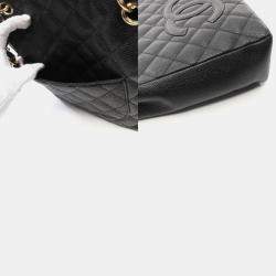 Pre Owned Chanel PST Black Leather Tote Bag