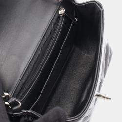 Pre Owned Chanel Chevron V-Stitch Black Patent Leather Shoulder Bag