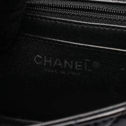 Pre Owned Chanel Chevron V-Stitch Black Patent Leather Shoulder Bag