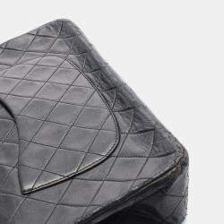Pre Owned Chanel Double Flap Medium Black Lambskin Shoulder Bag
