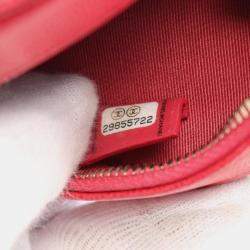 Pre Owned Chanel Matelasse Round Mini Red Calfskin Shoulder Bag