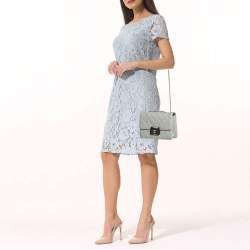 Pre Owned Chanel Silver Quilted Leather Beauty Lock Flap Bag