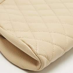 Pre Owned Chanel Beige Quilted Caviar Leather Timeless Clutch