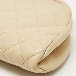 Pre Owned Chanel Beige Quilted Caviar Leather Timeless Clutch