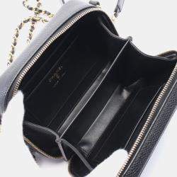 Pre Owned Chanel CC Filigree Mini Vanity Black Leather Shoulder Bag