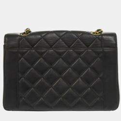 Pre Owned Chanel Diana Black Lambskin Leather Shoulder Bag