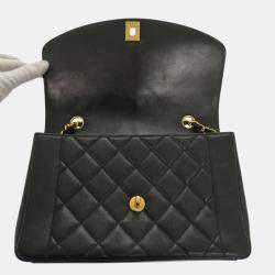 Pre Owned Chanel Diana Black Lambskin Leather Shoulder Bag