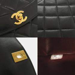 Pre Owned Chanel Diana Black Lambskin Leather Shoulder Bag