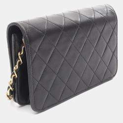 Pre Owned Chanel Full Flap Mini Black Lambskin Shoulder Bag