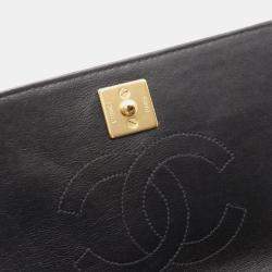 Pre Owned Chanel Full Flap Mini Black Lambskin Shoulder Bag