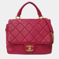 Pre Owned Chanel Matelasse Pink Leather Shoulder Bag