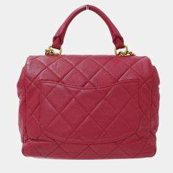 Pre Owned Chanel Matelasse Pink Leather Shoulder Bag