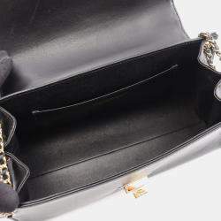 Pre Owned Chanel 2.55 Chocolate Bar Black Lambskin Shoulder Bag