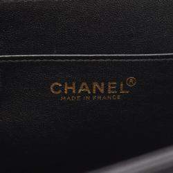 Pre Owned Chanel 2.55 Chocolate Bar Black Lambskin Shoulder Bag