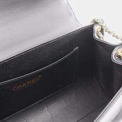 Pre Owned Chanel 2.55 Chocolate Bar Black Lambskin Shoulder Bag