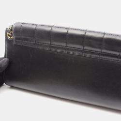 Pre Owned Chanel 2.55 Chocolate Bar Black Lambskin Shoulder Bag