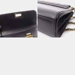 Pre Owned Chanel 2.55 Chocolate Bar Black Lambskin Shoulder Bag