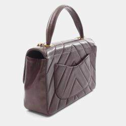Pre Owned Chanel Chevron V-Stitch Bordeaux Lambskin Handbag