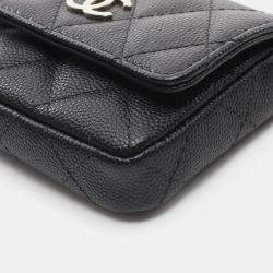 Pre Owned Chanel Mini Black Caviar Leather Shoulder Bag