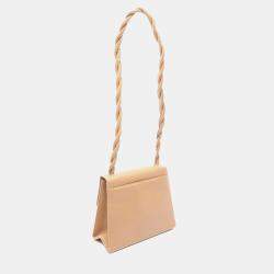 Pre Owned Chanel Rope Coco Mark Beige Caviar Leather Shoulder Bag