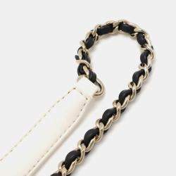 Pre Owned Chanel Entwined Chain Stitch Ivory Lambskin Camera Bag