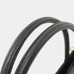 Pre Owned Chanel Medallion Black Grained Leather Handbag