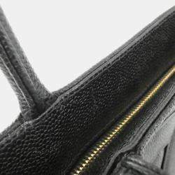 Pre Owned Chanel Medallion Black Grained Leather Handbag