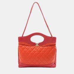 Pre Owned Chanel 31 Red/Orange Leather Shoulder Bag