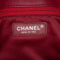 Pre Owned Chanel Red Medium Stitched Calfskin Citizen Flap