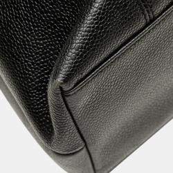 Pre Owned Chanel Black Caviar LAX Embroidered Logo Tote