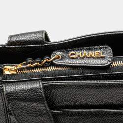 Pre Owned Chanel Black Caviar LAX Embroidered Logo Tote