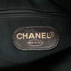 Pre Owned Chanel Black Caviar LAX Embroidered Logo Tote