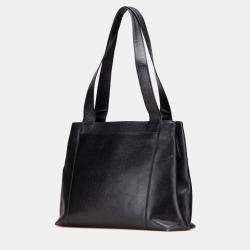 Pre Owned Chanel Black Caviar LAX Embroidered Logo Tote