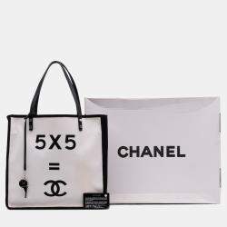 Pre Owned Chanel White Small Canvas Lets Demonstrate Tote