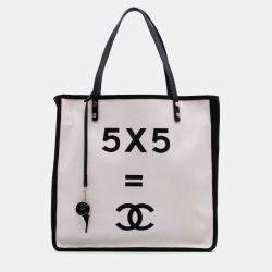 Pre Owned Chanel White Small Canvas Lets Demonstrate Tote