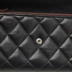 Pre Owned Chanel Black Quilted Leather Classic Flap Continental Wallet