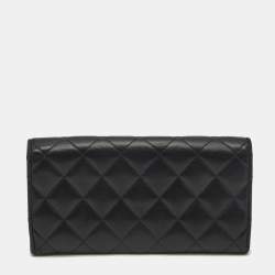 Pre Owned Chanel Black Quilted Leather Classic Flap Continental Wallet