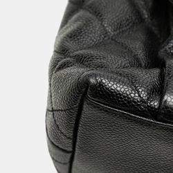 Pre Owned Chanel Black CC Quilted Caviar Front Pocket Shoulder Bag