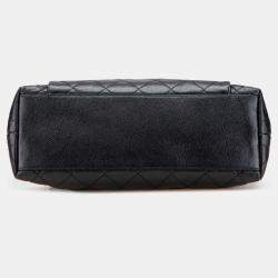 Pre Owned Chanel Black CC Quilted Caviar Front Pocket Shoulder Bag