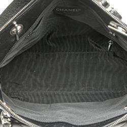 Pre Owned Chanel Black CC Quilted Caviar Front Pocket Shoulder Bag