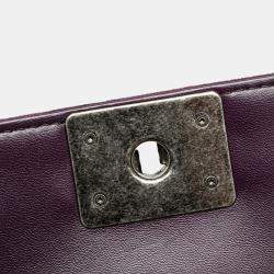 Pre Owned Chanel Purple Small Quilted Velvet Boy Flap