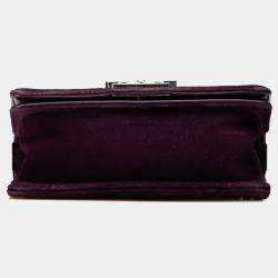 Pre Owned Chanel Purple Small Quilted Velvet Boy Flap