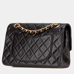 Pre Owned Chanel Black Small Classic Lambskin Double Flap