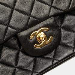 Pre Owned Chanel Black Small Classic Lambskin Double Flap