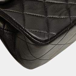 Pre Owned Chanel Black Small Classic Lambskin Double Flap