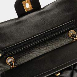 Pre Owned Chanel Black Small Classic Lambskin Double Flap